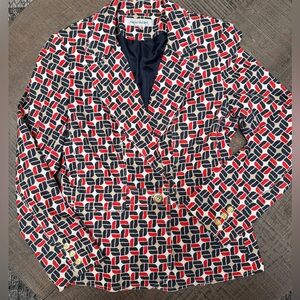 Harvé Bernard Geometric Print Blazer – Bold Retro Statement